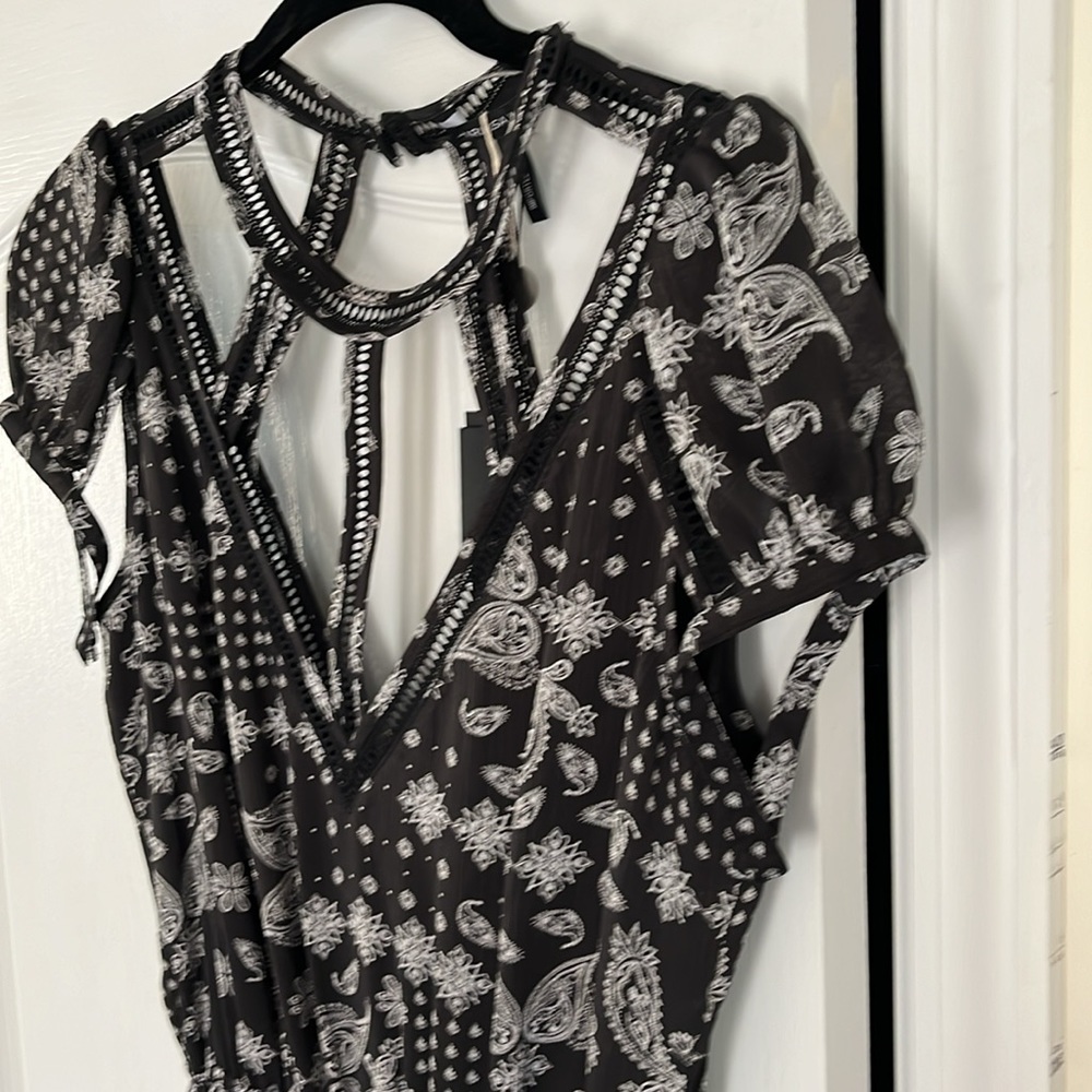 VERONICA WEBB LADIES BLACK WHITE NYLA PRINT DRESS-M - Picture 4 of 9